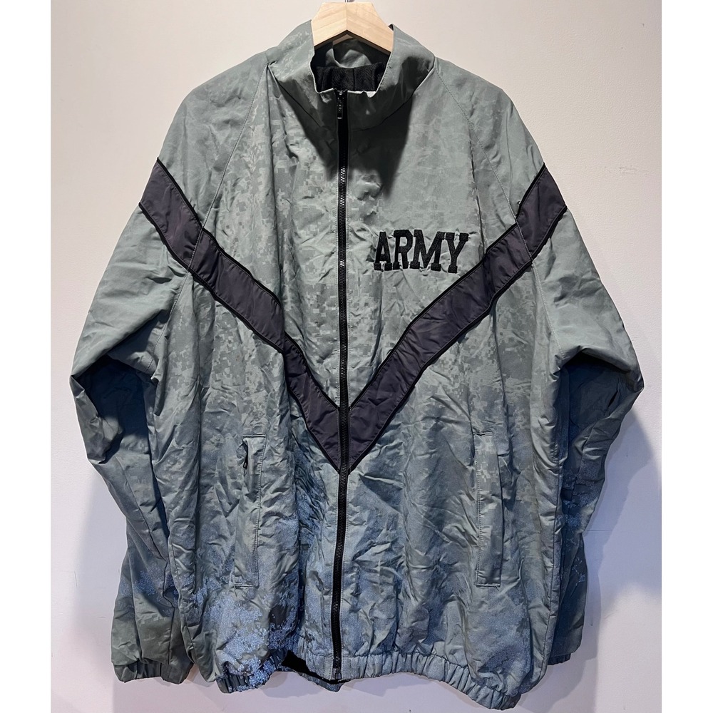 US Army Jacket Mens Gray‎ Nylon Full Zip Long Sleeves Windbreaker Skilcraft XL
